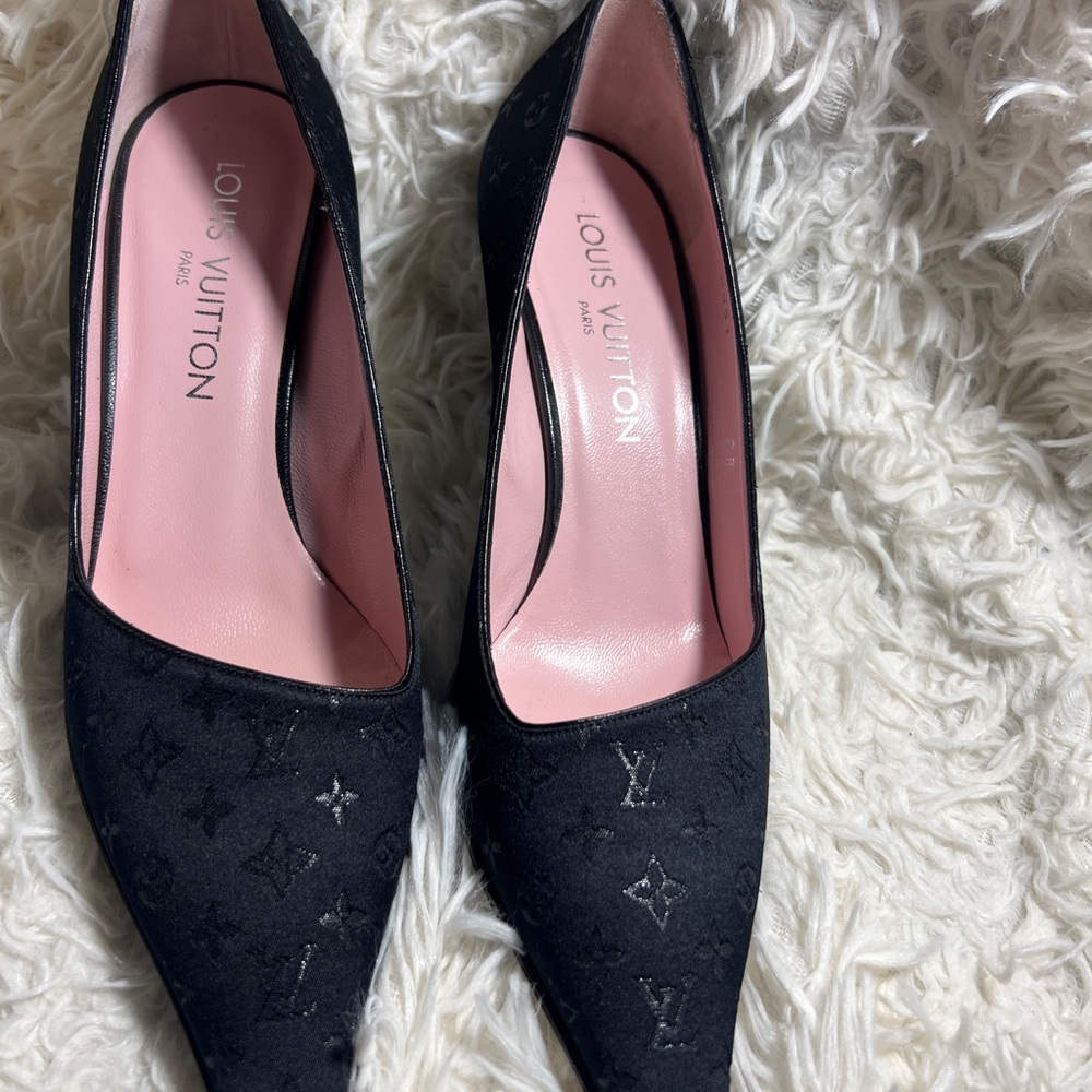 louis vuitton Black Monogram  heels mules 36.5/ 7US Black Women's Shoes